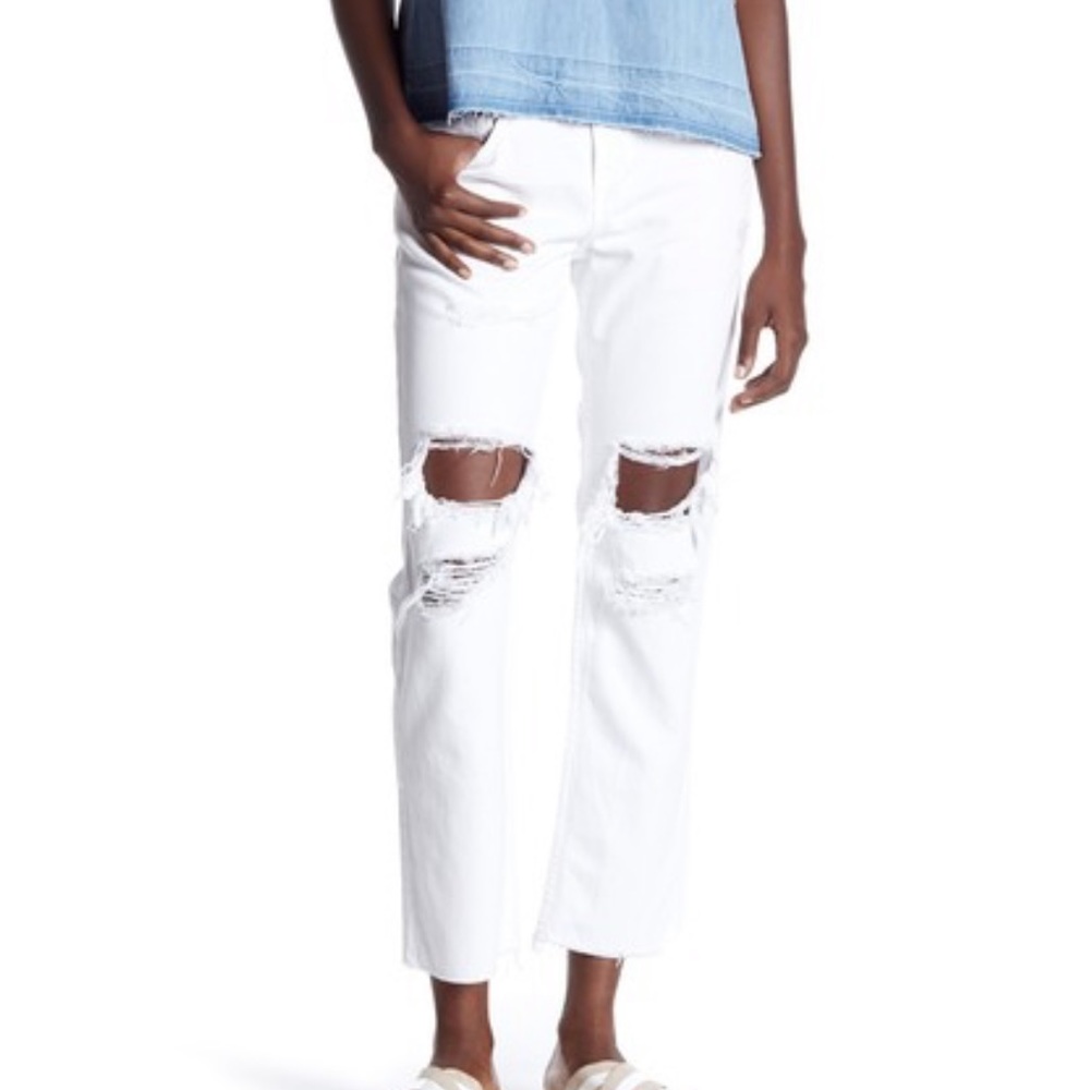 Rag n Bone White Ripped Boyfriend Jeans 28
